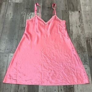 Morgan Taylor Intimates Satin Mini Slip Dress Nightie Pink Nightgown Barbie